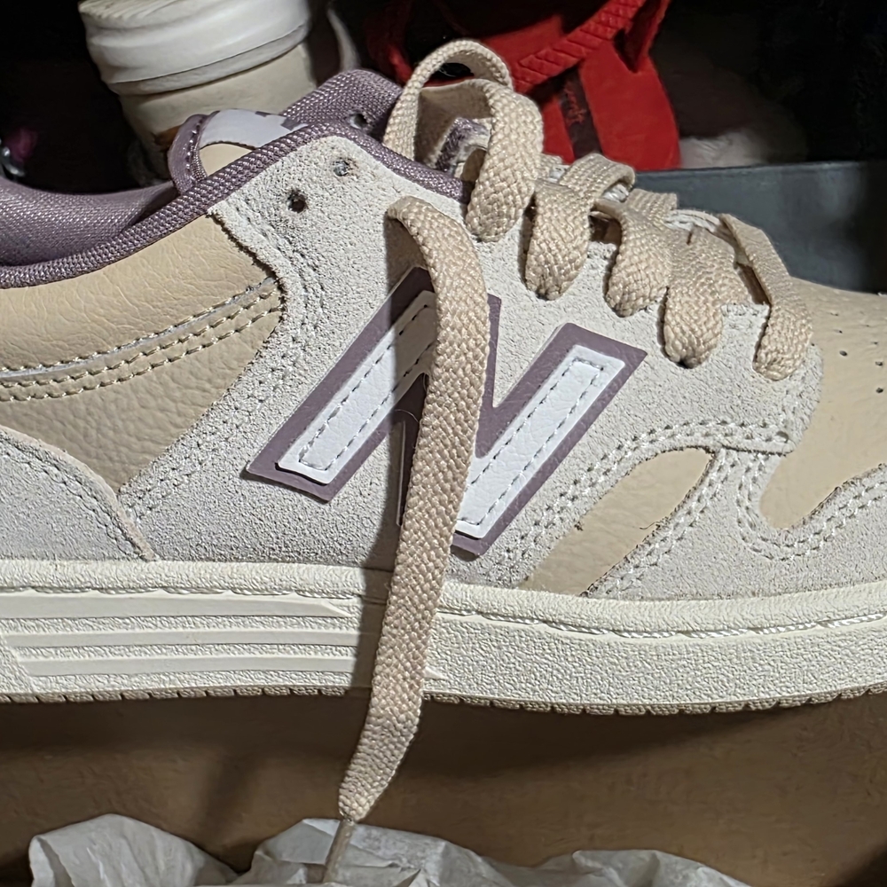 New Balance Beige and Purple Sneakers To Big For My Liking.